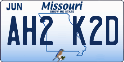 MO license plate AH2K2D