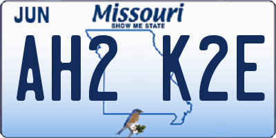 MO license plate AH2K2E