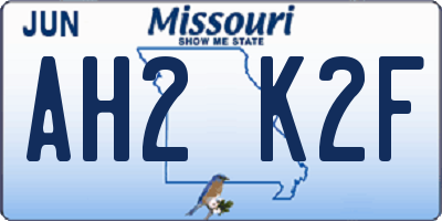 MO license plate AH2K2F
