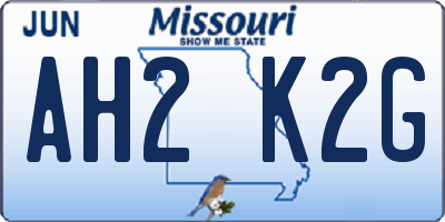 MO license plate AH2K2G