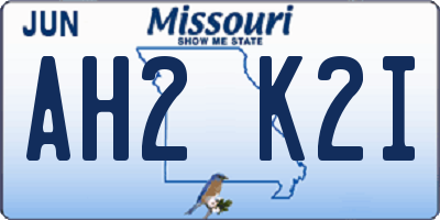 MO license plate AH2K2I
