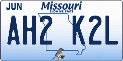 MO license plate AH2K2L