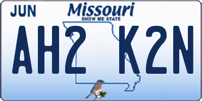 MO license plate AH2K2N