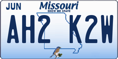 MO license plate AH2K2W