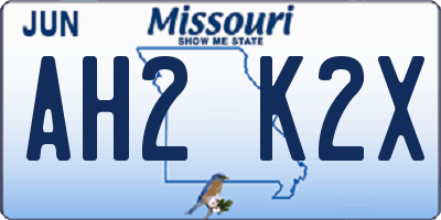 MO license plate AH2K2X