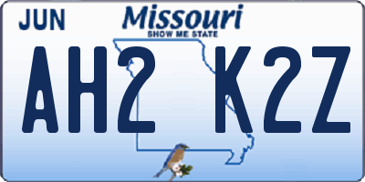 MO license plate AH2K2Z