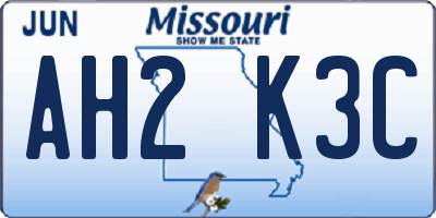 MO license plate AH2K3C