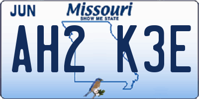 MO license plate AH2K3E