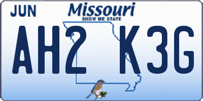 MO license plate AH2K3G