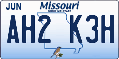 MO license plate AH2K3H