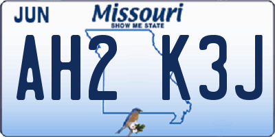 MO license plate AH2K3J