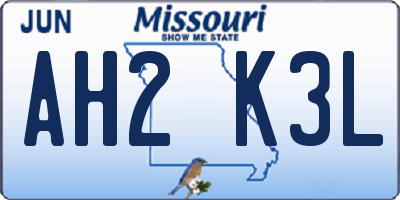 MO license plate AH2K3L