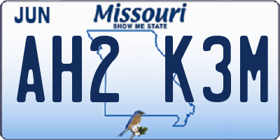 MO license plate AH2K3M