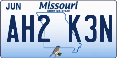 MO license plate AH2K3N