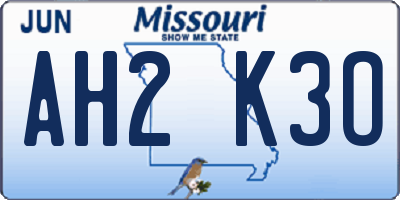 MO license plate AH2K3O