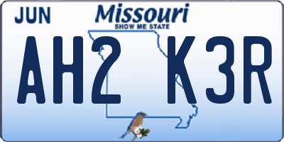 MO license plate AH2K3R