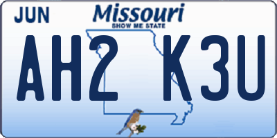 MO license plate AH2K3U