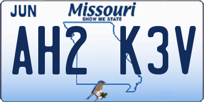 MO license plate AH2K3V