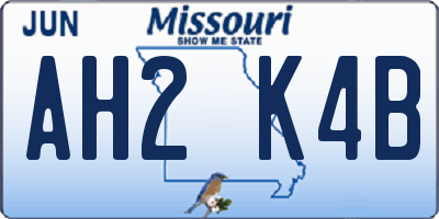 MO license plate AH2K4B