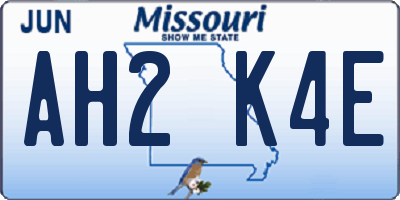 MO license plate AH2K4E