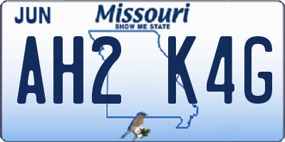 MO license plate AH2K4G