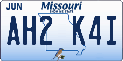 MO license plate AH2K4I