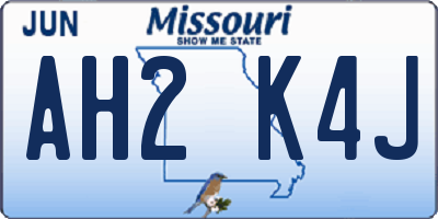 MO license plate AH2K4J