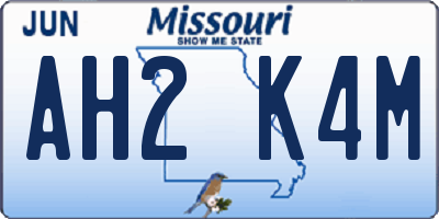 MO license plate AH2K4M