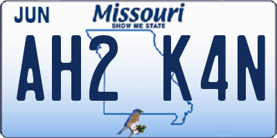 MO license plate AH2K4N