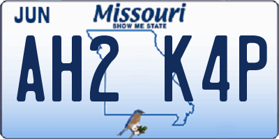 MO license plate AH2K4P