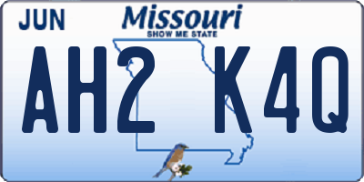 MO license plate AH2K4Q
