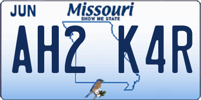 MO license plate AH2K4R