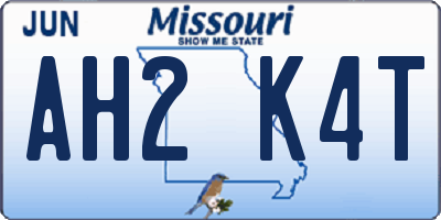MO license plate AH2K4T