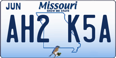 MO license plate AH2K5A