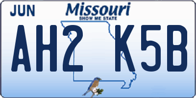 MO license plate AH2K5B