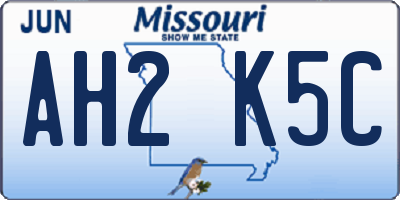 MO license plate AH2K5C