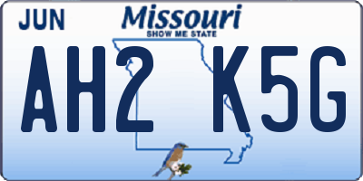 MO license plate AH2K5G