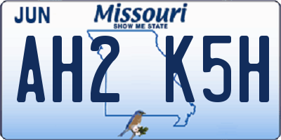 MO license plate AH2K5H