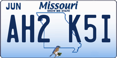 MO license plate AH2K5I