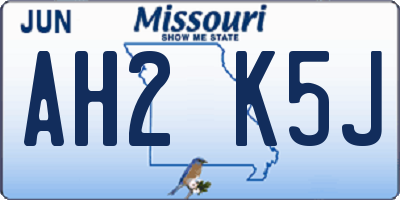 MO license plate AH2K5J