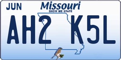 MO license plate AH2K5L