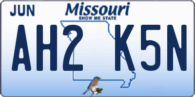MO license plate AH2K5N