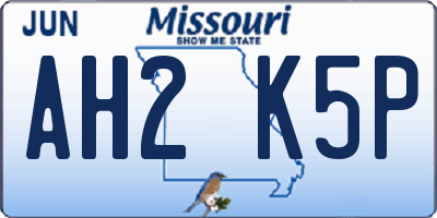 MO license plate AH2K5P