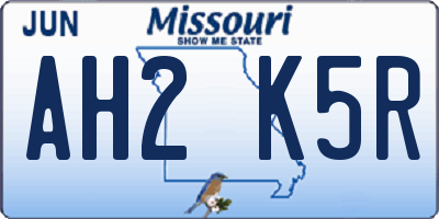 MO license plate AH2K5R