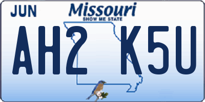 MO license plate AH2K5U