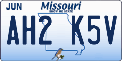 MO license plate AH2K5V