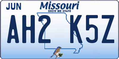 MO license plate AH2K5Z