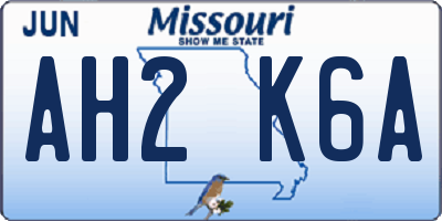 MO license plate AH2K6A