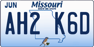 MO license plate AH2K6D