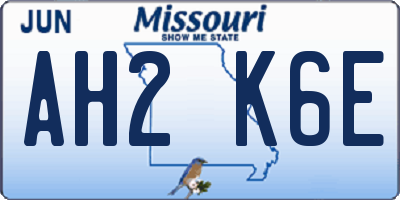 MO license plate AH2K6E